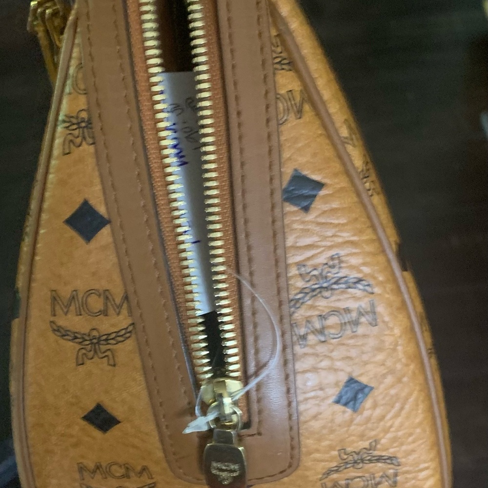 MCM Cognac Brown Visetos Dome Satchel with Gold Hardware - Picture 7 of 11